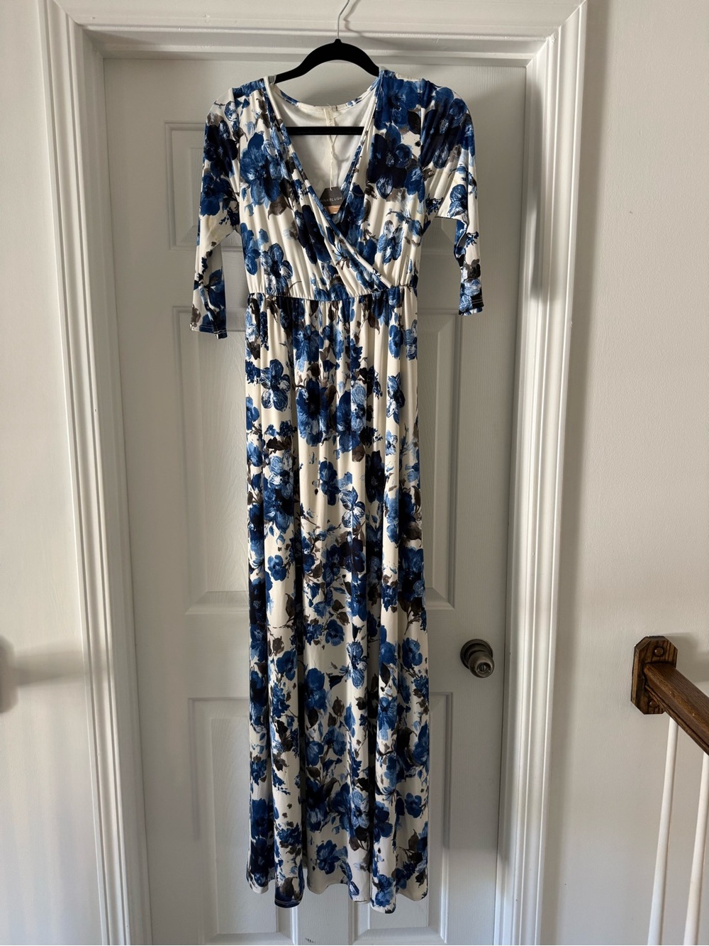 Pink Blush Maternity Blue Floral Wrap Maxi Dress - Elegant Women’s Dress